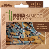 PrideSports Nova Bamboo Golf Tees - 45 Count, 2-3/4 Inch - Yellow/White/Blue Stripe